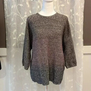 J.Jill Purple Heather Knit Sweater 3/4 Sleeves, Ombre, Size S